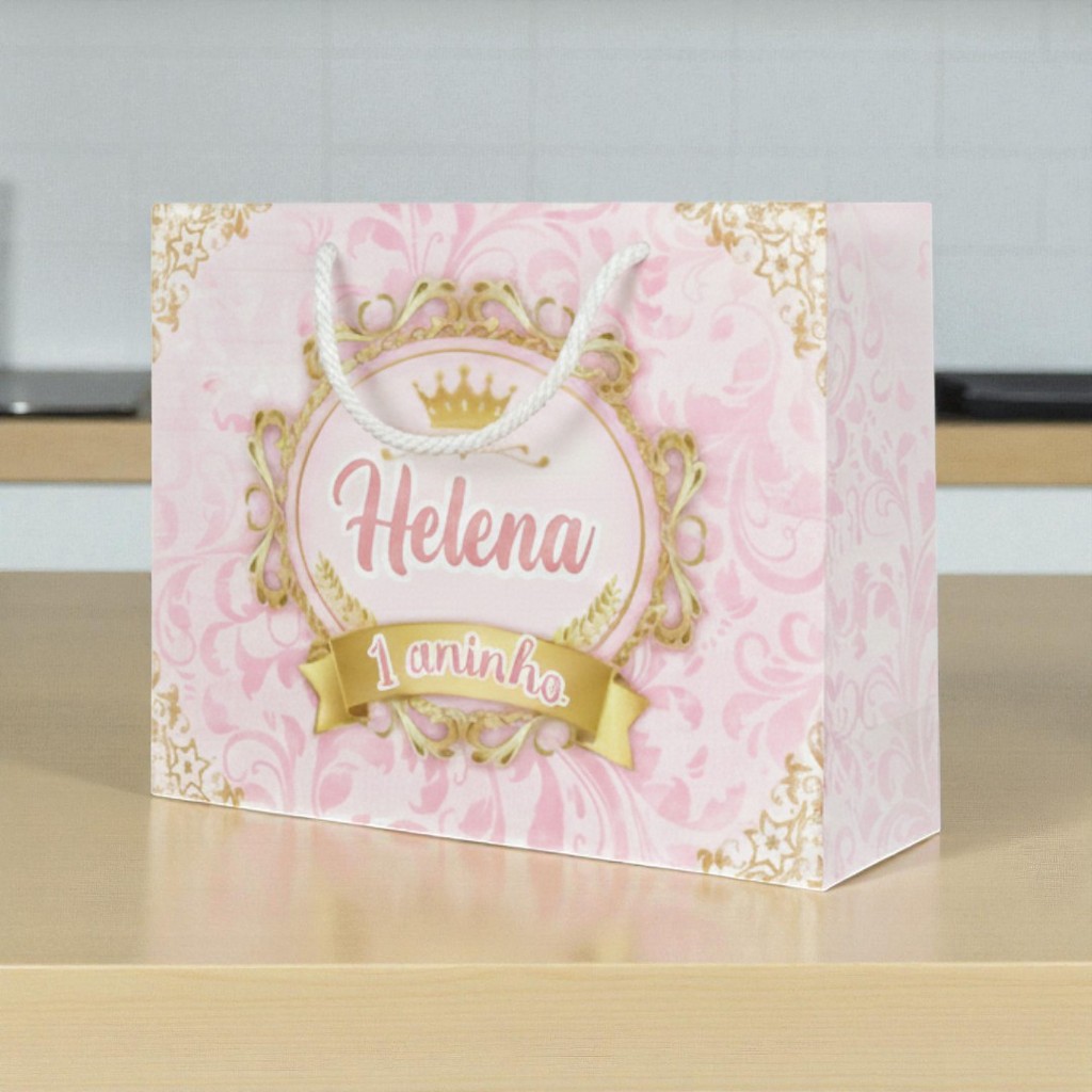 SACOLA REALEZA MENINA ROSA Personalizado | Sacolinha | Lembrancinha | Mimos | Aniversário REALEZA MENINA ROSA