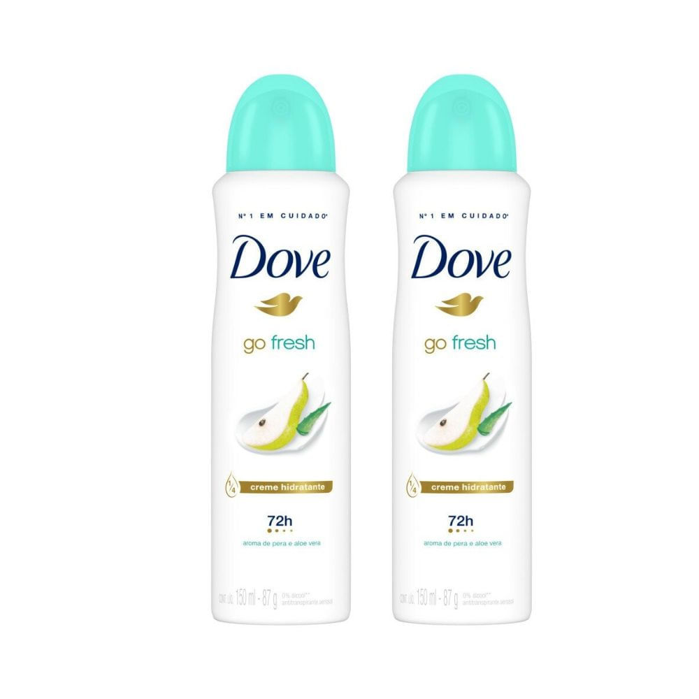 Kit 2 Desodorante Antitranspirante Aerosol Dove Go Fresh Pera e Aloe Vera 150ml em Oferta na Shopee