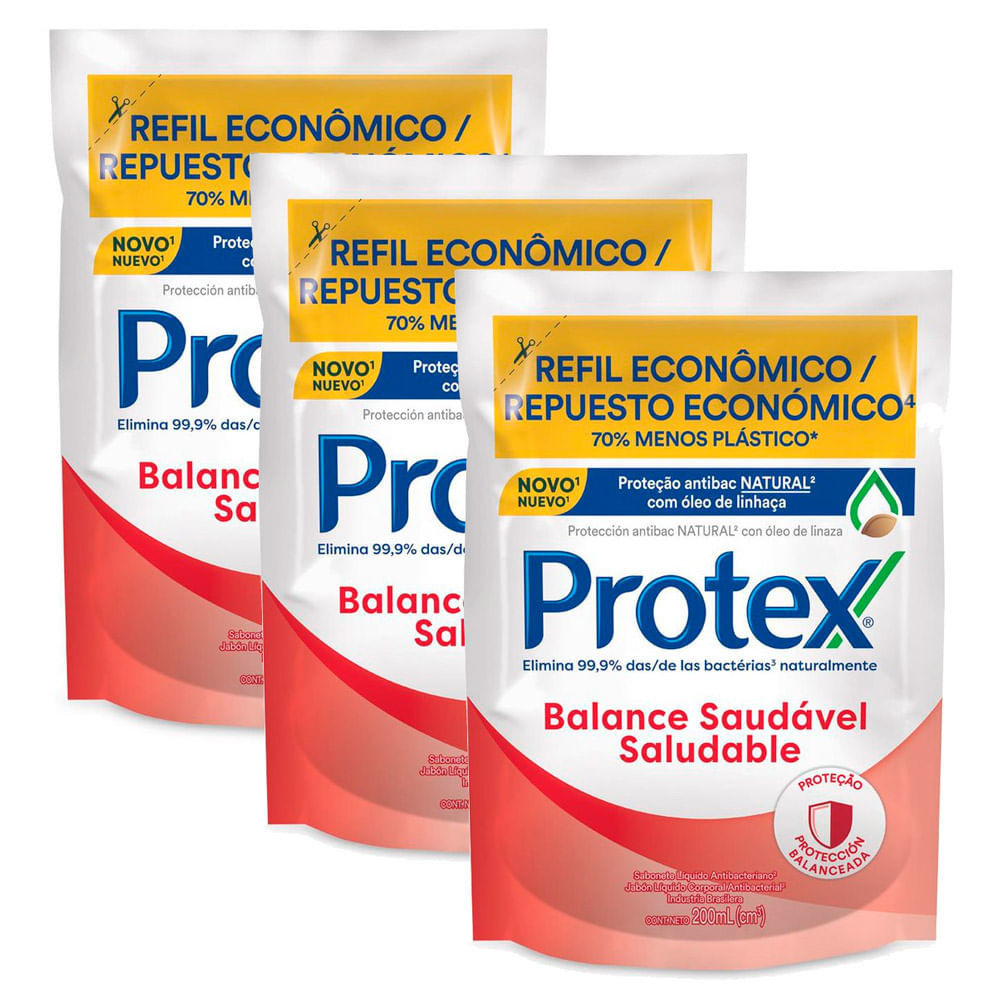 Kit 3 Sabonete Líquido Protex Balance Refil com 200ml