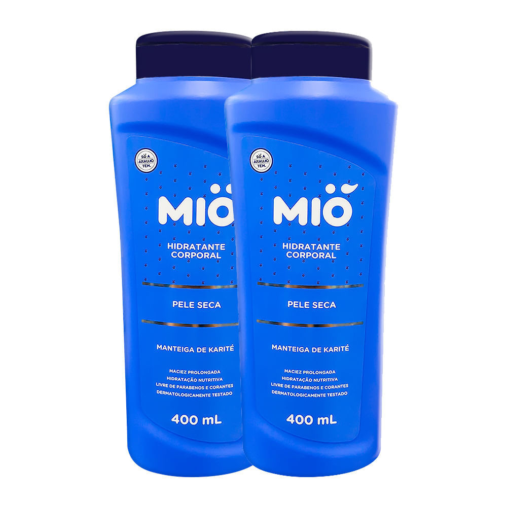 Kit 2 Loção Hidratante Mió Mãos e Corpo Manteiga de Karité Pele Seca 400ml em Oferta na Shopee