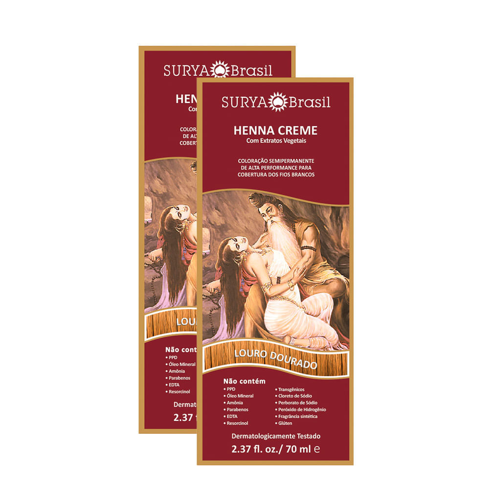 Kit 2 Henna Creme Surya Brasil Louro Dourado Kit em Oferta na Shopee