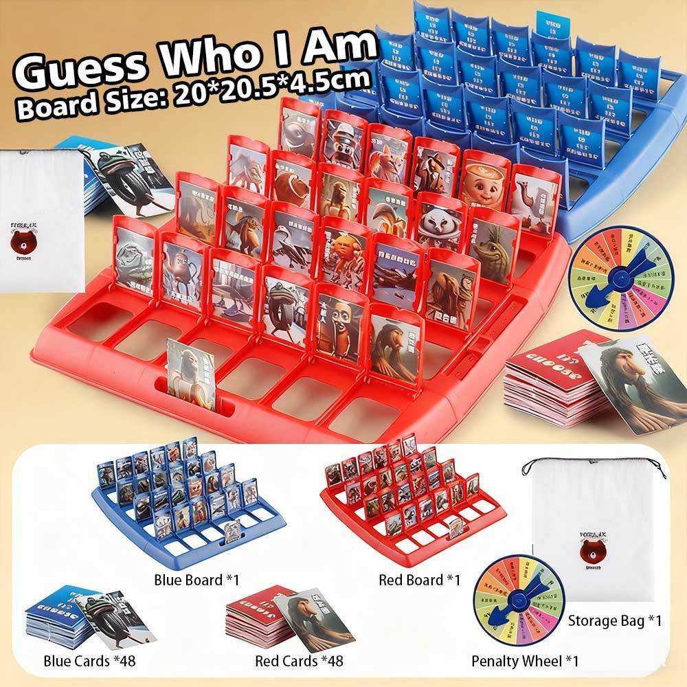 Guess Who I Am Board Game Family Guessing Character Card Game With Penalty Wheel Storage Bag Kids Interactive Party Toy