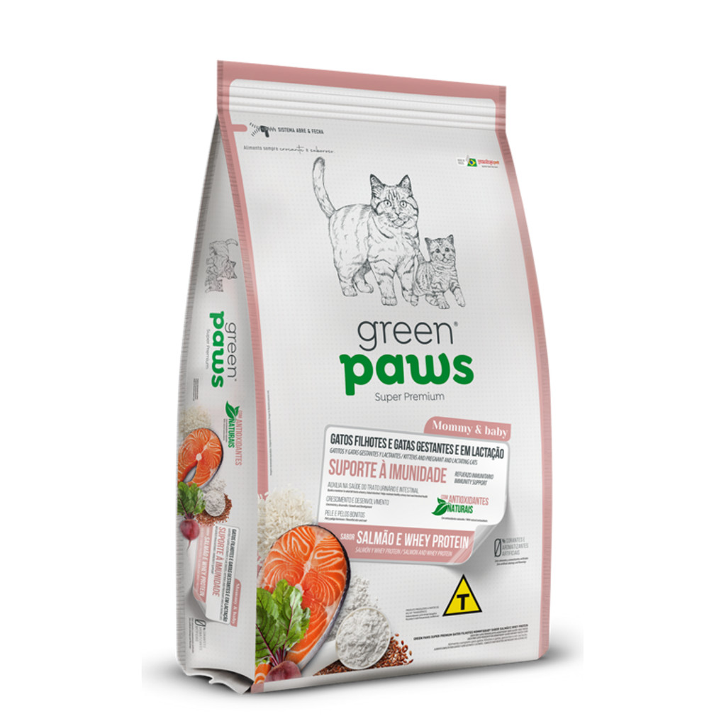 GREEN PAWS GATOS MAMAE E FILHOTE SALMÃO E WHEY PROTEIN 1,5KG