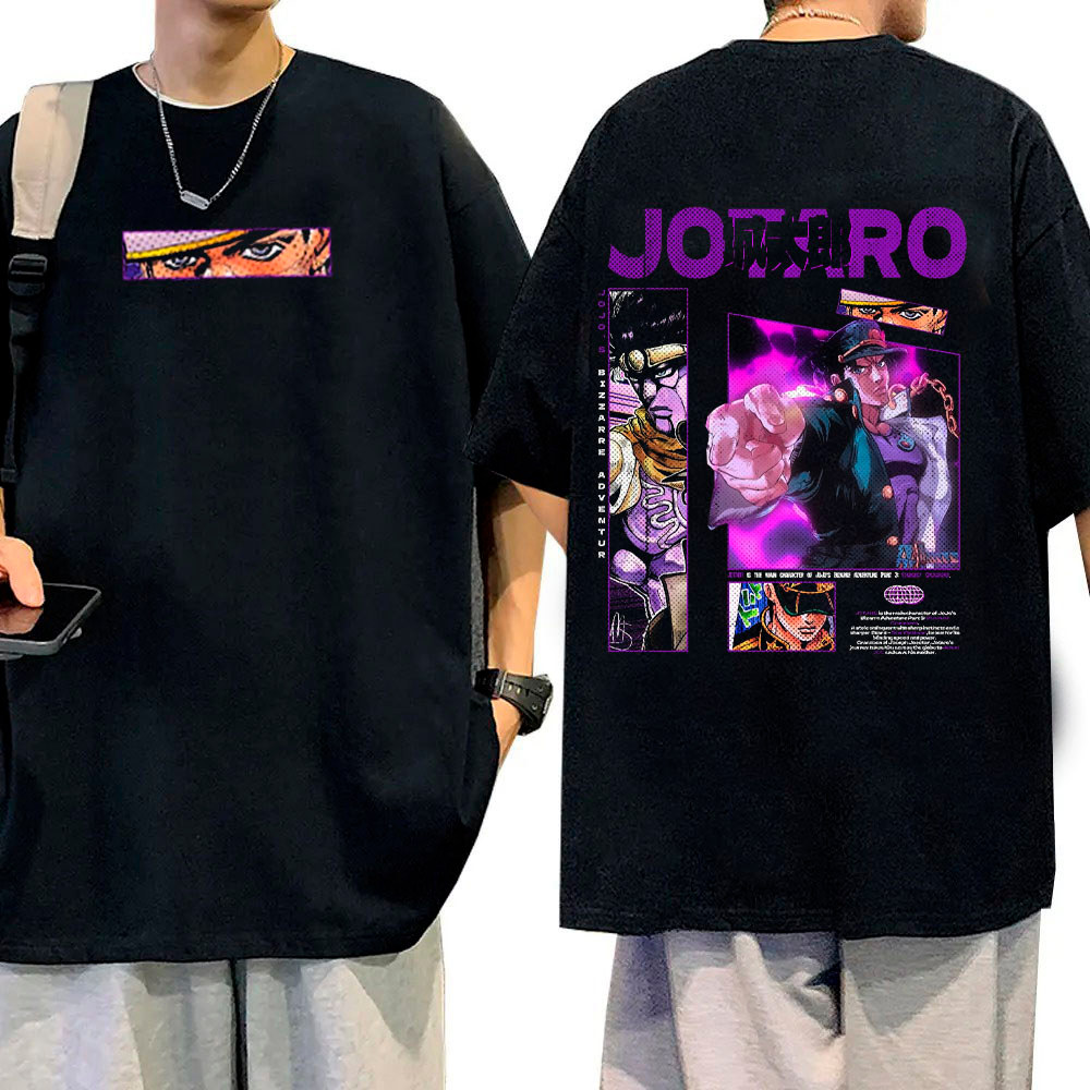 Camiseta Básica Anime JOJO Camisa 100% Algodão Streetwear Temos Plus Size Lançamento - Envio Rápido