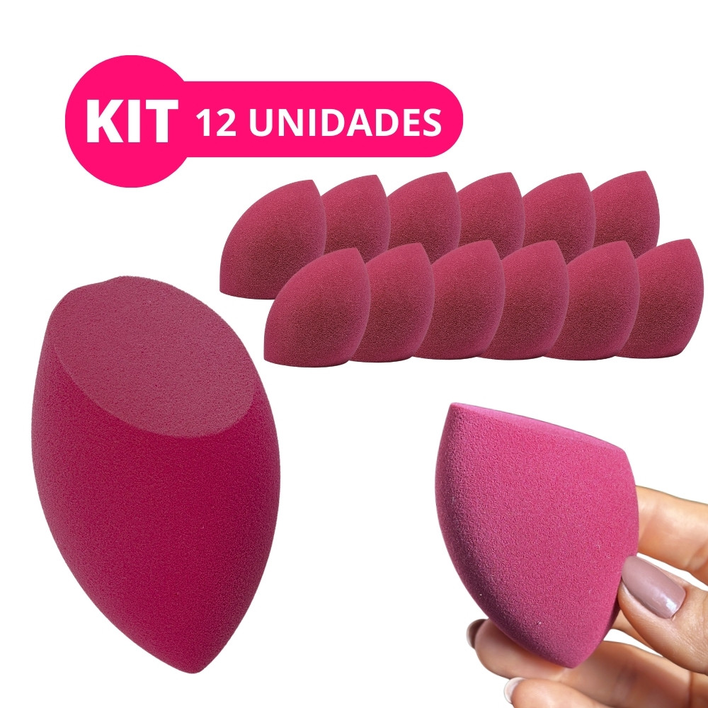 Kit 12 Esponja de Maquiagem Chanfrada Cresce ao Molhar