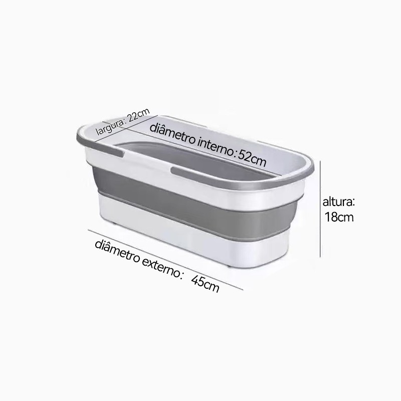 Balde Retrátil Multiuso com Rodas, Ideal para Limpeza e Uso Doméstico – Branco