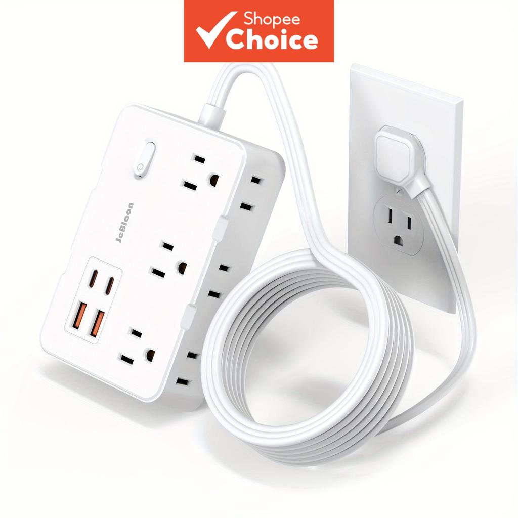 10-em-1 Protetor de Surtos, Filtro de Linha com 6 Tomadas e Extensores, 4 Portas USB (2 USB-C), Proteção contra Surtos