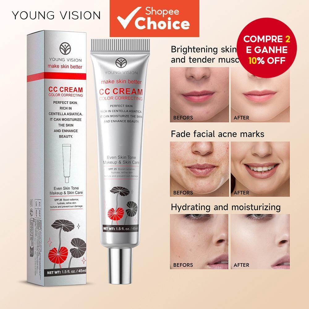 Creme CC Hidratante de Centella Asiatica com efeito pré-maquiagem, cobertura duradoura, não transferível e iluminador. em Oferta na Shopee