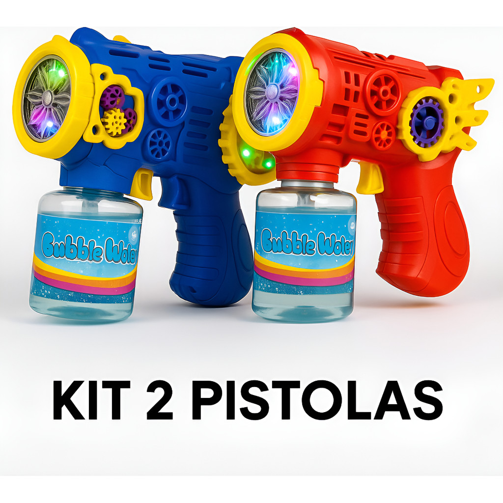 Kit 2 Pistolas De Bolhas Automáticas Com Luz Infantil Bubble Azul E Vermelho em Oferta na Shopee