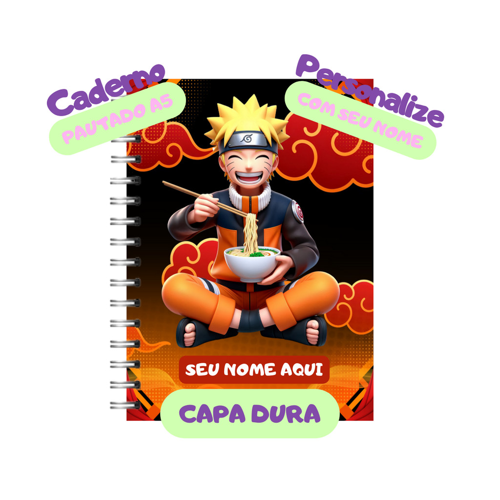 Caderno Pequeno Naruto Capa Dura Laminado Personalizado 100 folhas 200 páginas em Oferta na Shopee