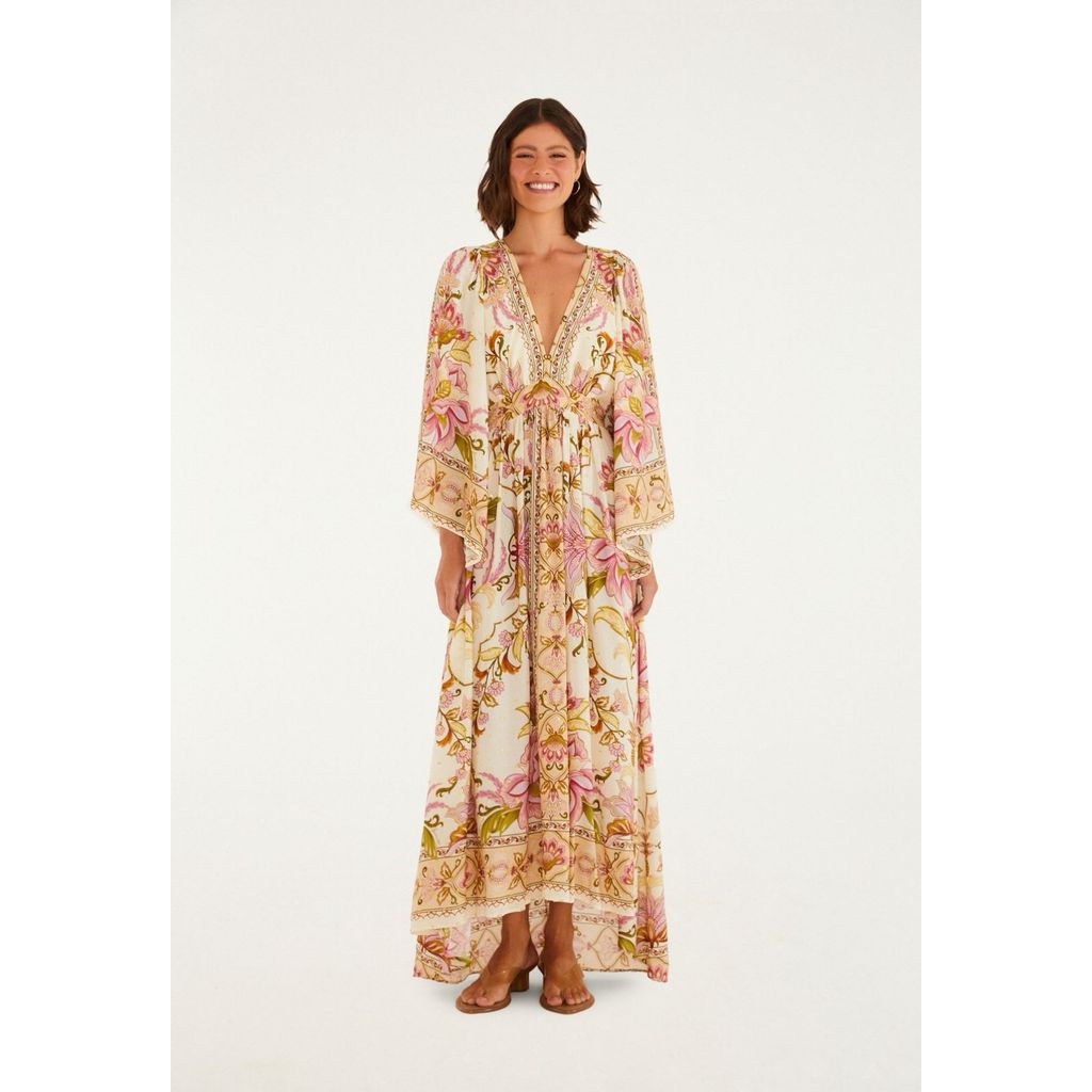 Vestido Longo Farm Estampado Jardim Majestoso