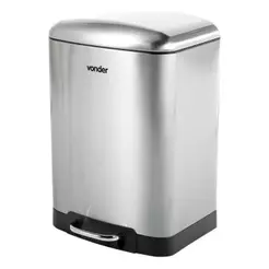 Lixeira Inox 30 Litros Retangular Com Pedal Tampa Amortecida Balde Removível Vonder