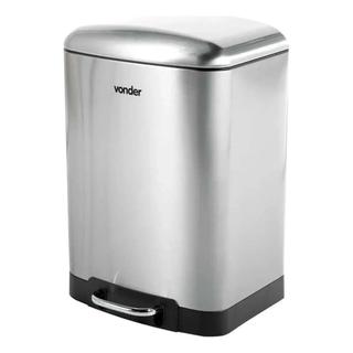 Lixeira Inox 30 Litros Retangular Com Pedal Tampa Amortecida Balde Removível Vonder