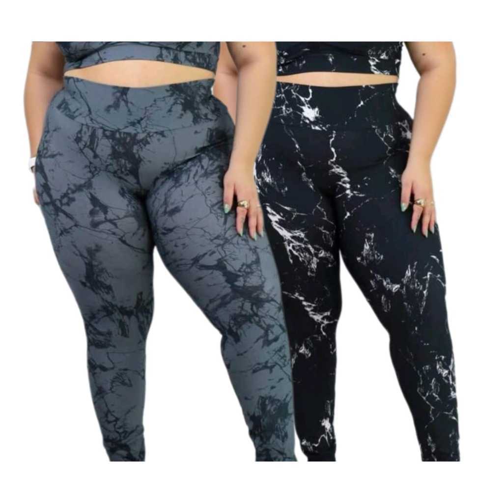 Calça Marmorizada Plus size academia em Oferta na Shopee