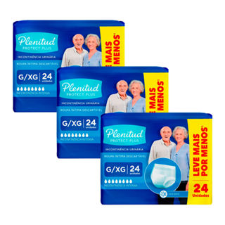 Kit 3 Roupa Íntima Plenitud Protect Plus Unissex Tamanho G/XG 24 Unidades Leve Mais Por Menos em Oferta na Shopee