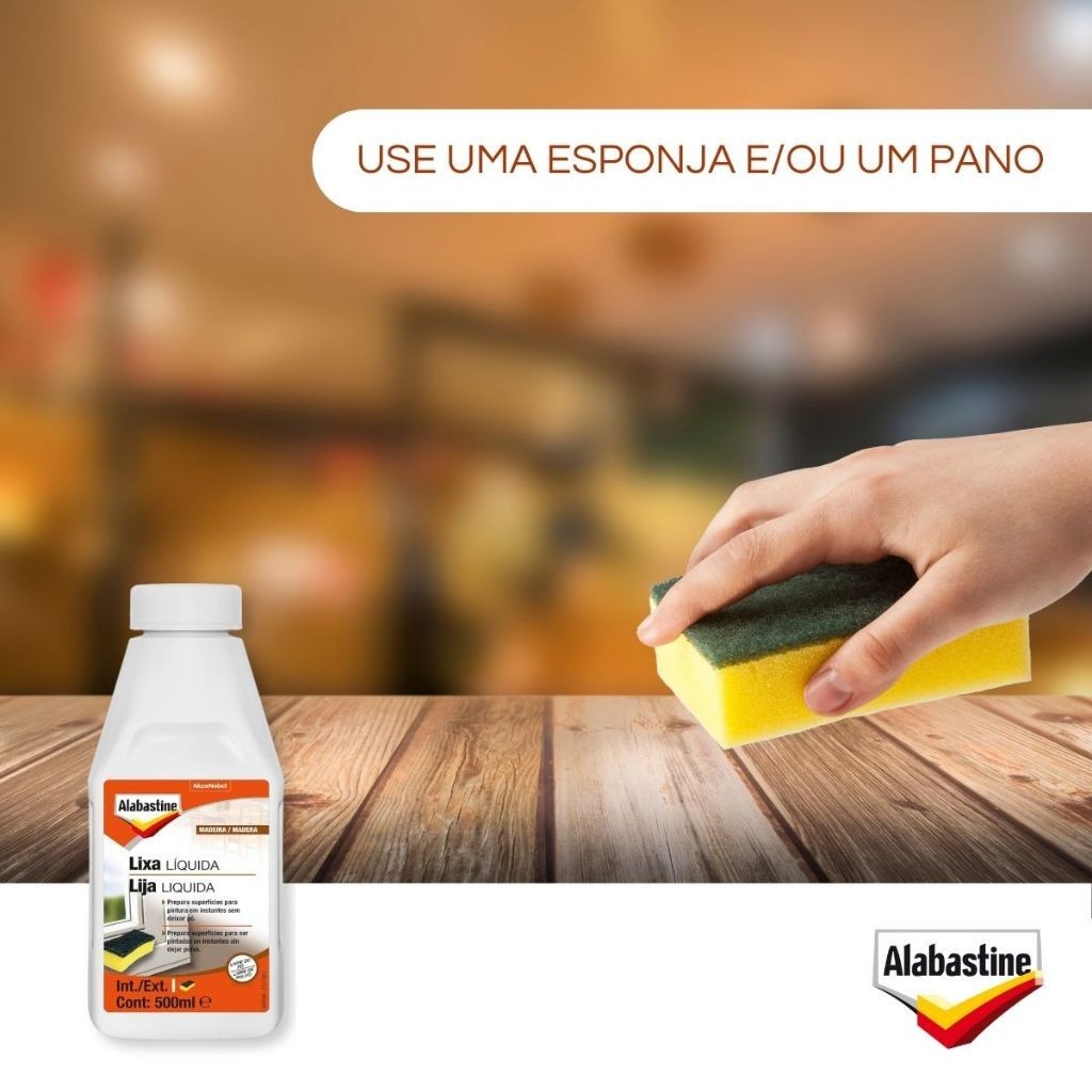Lixa Liquida Alabastine para Madeiras e Metais 500 ml Coral Não deixa pó uso interno e externo