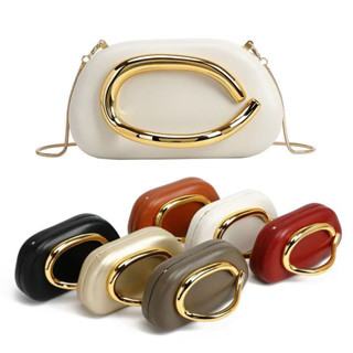 Bolsa Feminina Clutch Bolsa De Noite De Luxo Com Alça De Ombro Em Corrente Metálica em Oferta na Shopee