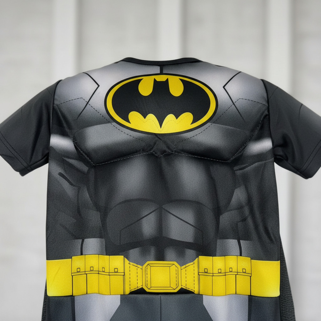 Fantasia Roupa Homen Morcego Bat Herói Menino Curta Com Capa