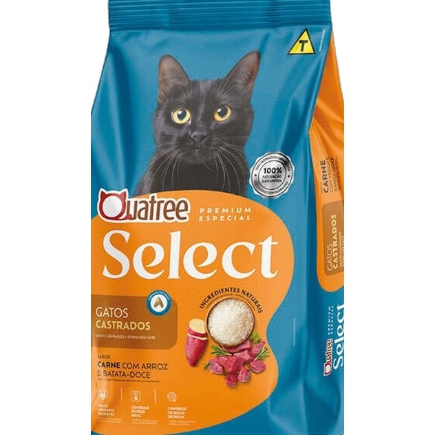 Ração 10,1Kg QUATREE SELECT Gatos Castrados Carne em Oferta na Shopee
