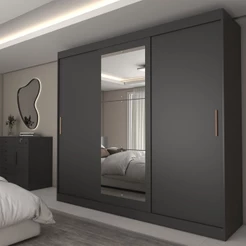 Guarda-Roupa Casal Columbia 3 Portas 2 Gavetas com Espelho 100% Mdf - Panorama Móveis