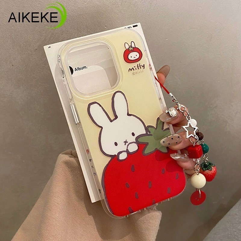 Capa De Coelho De Morango Fofa Para Samsung Galaxy A36 A26 A35 A25 A34 A24 A33 A23 M23 F23 A32 M32 A22 M22 A31 A30 A21S 