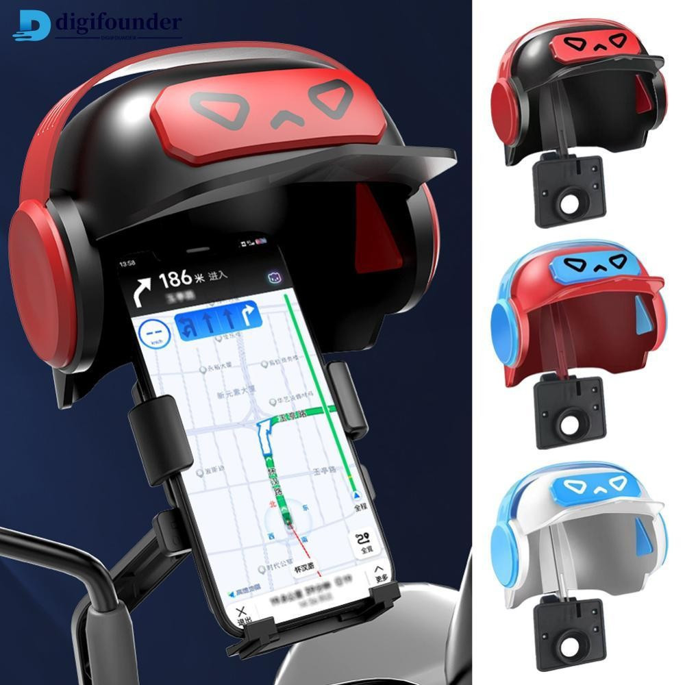 DIGIFOUNDER Cartoon Pequeno Capacete Rider Motocicleta Suporte Para Celular E Navegação Bicicleta Elétrica Guarda-Sol À