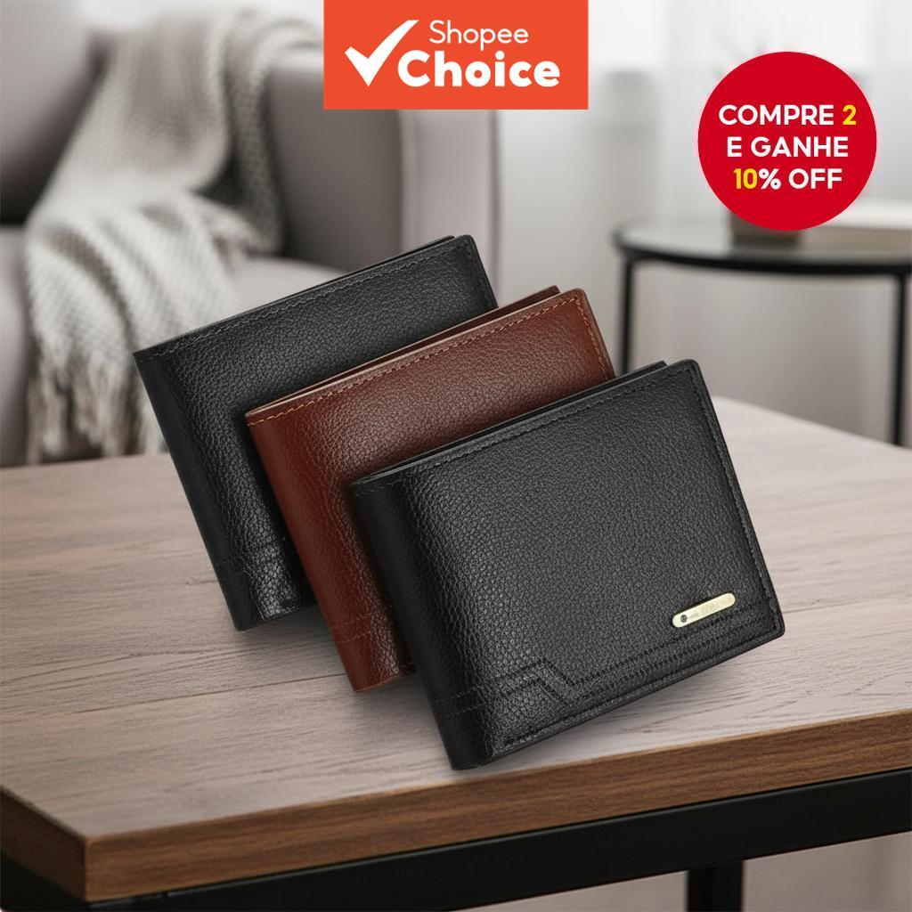  Carteira de Couro PU para Homens e Meninos - Bolsas de Moedas Portáteis e Compactas