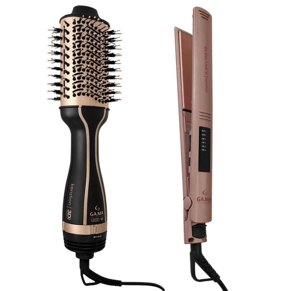 Kit Escova Keration 3D e Prancha Led Keration Bivolt