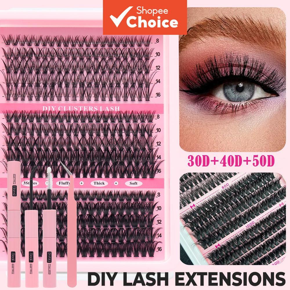  Kit de Cílios em Cluster Pincéis de Maquiagem Cílios Postiços Conjunto de Extensão de Cílios Cluster Cílios 300 pcs