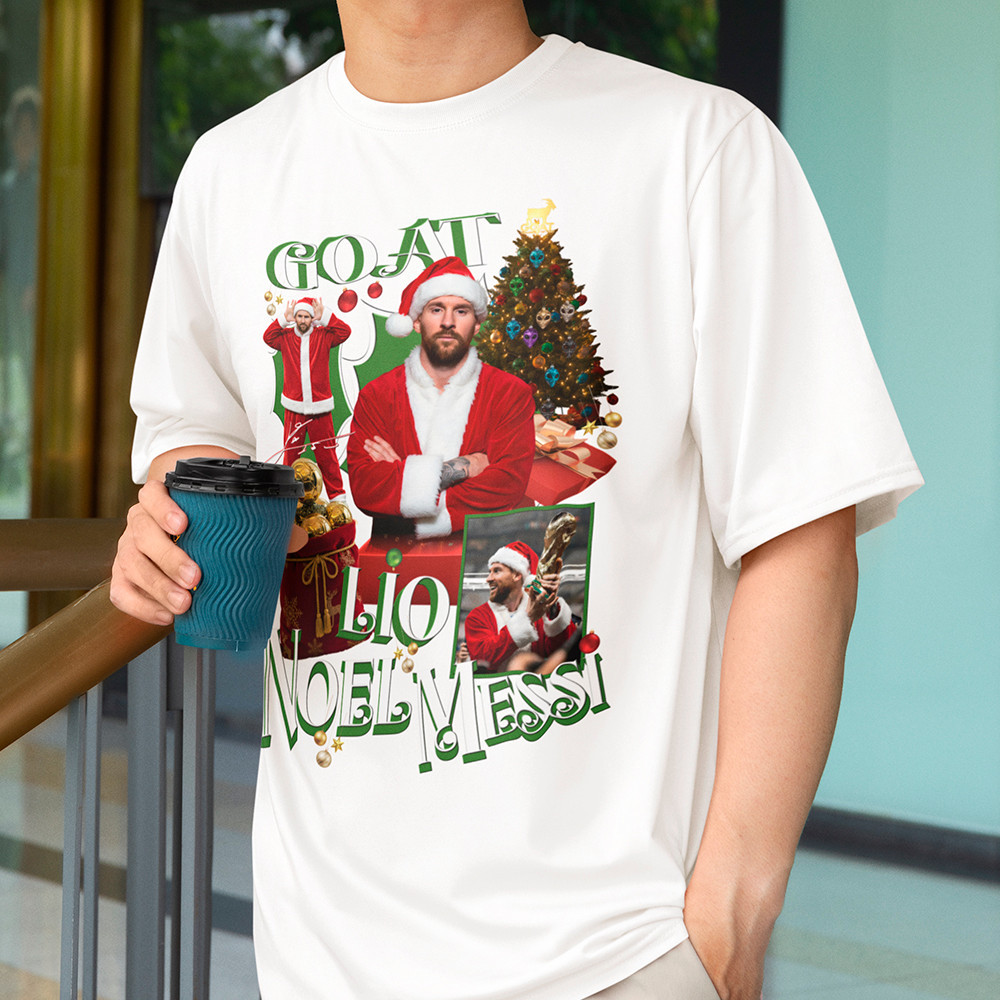 Camisa Natal Messi Frase Goat Lionoel Camiseta Natalina Futebol Estampa Com Assinatura Blusa Algodão 03