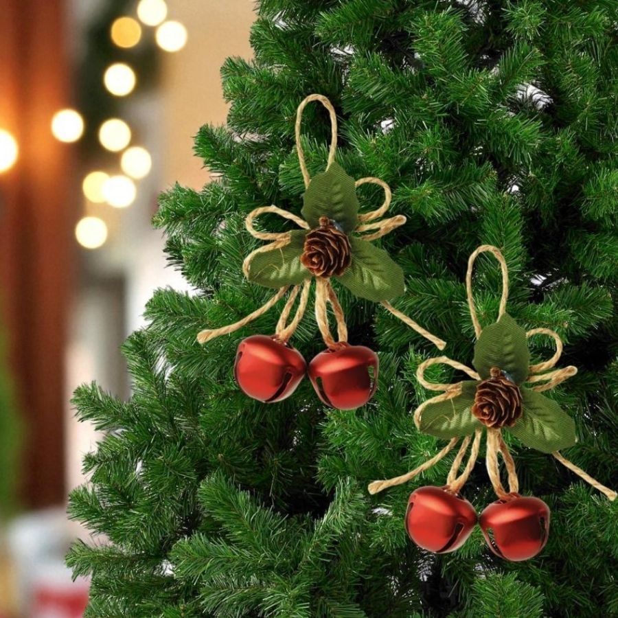 Enfeite Para Pendurar De Natal - Guizo Com Arranjo - Vermelho - 11cm - 2 unidades - Cromus - Rizzo