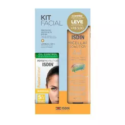 Kit Protetor Solar Facial Isdin Fotoprotector Fusion Water 5 Stars FPS60 50ml + Água Micelar Isdin Micellar 400ml