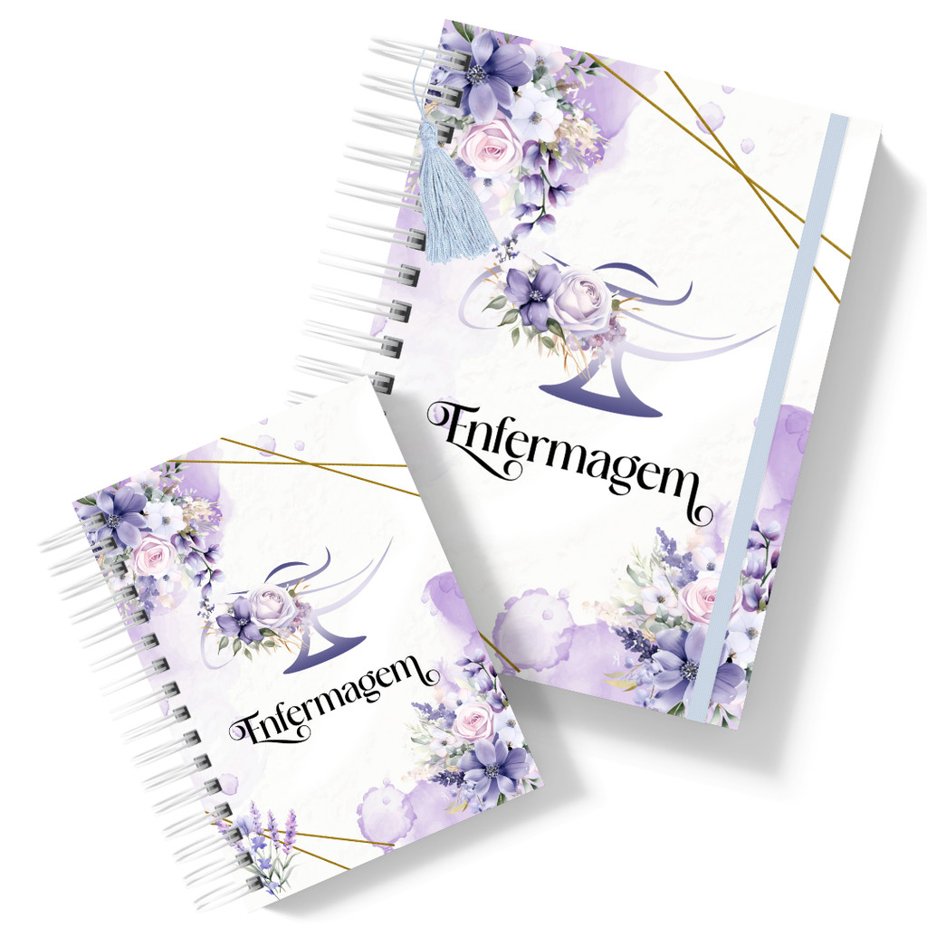 Kit Caderno e Caderneta de Estágio Enfermagem Personalizado