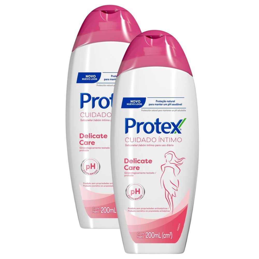Kit 2 Sabonete Líquido Protex Cuidado Íntimo Delicate Care 200ml em Oferta na Shopee