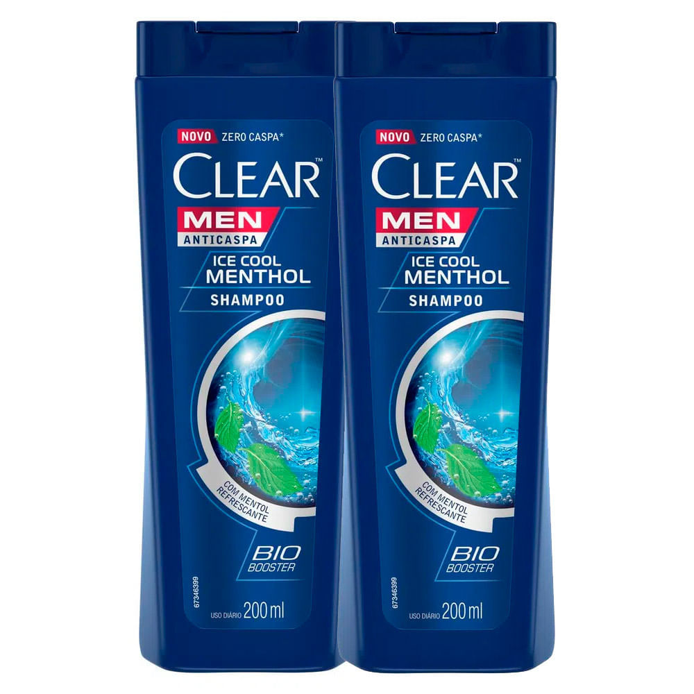 Kit 2 Shampoo Clear Men Ice Cool Menthol 200ml em Oferta na Shopee