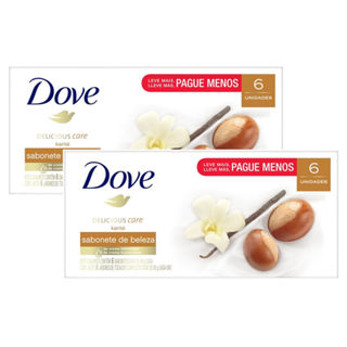 Kit 2 Sabonete em Barra Dove Delicious Care Karité Leve Mais Por Menos com 6 Unidades de 90g cada em Oferta na Shopee