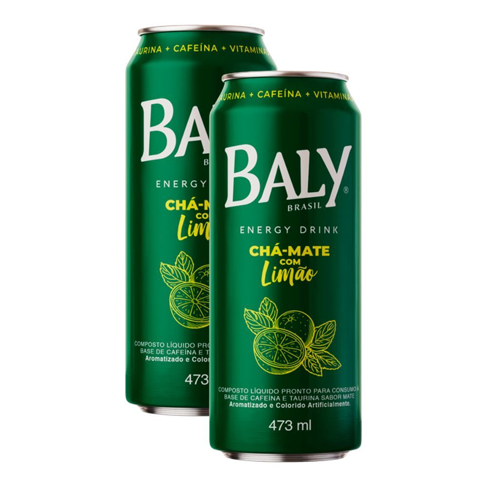 Kit 2 Energético Baly Energy Drink Chá-Mate com Limão 473ml