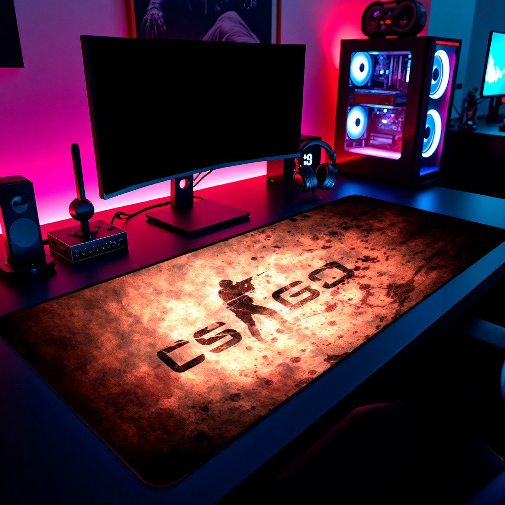 Mouse Pad Gamer Counter Strike CS GO 65x30cm / 80x40cm / 90x50cm / 120x60cm / Borda Costurada