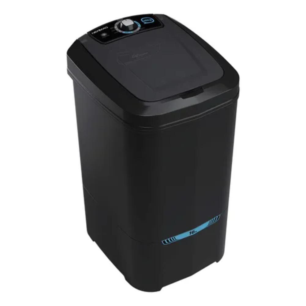 Tanquinho De Lavar Roupa 16kg Newmaq Semiautomático com 9 Programas de Lavagem Preto 220V