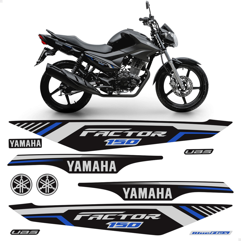 Kit Adesivos Para Yamaha Factor 150 Flex 2022 ED Moto Preta em Oferta na Shopee