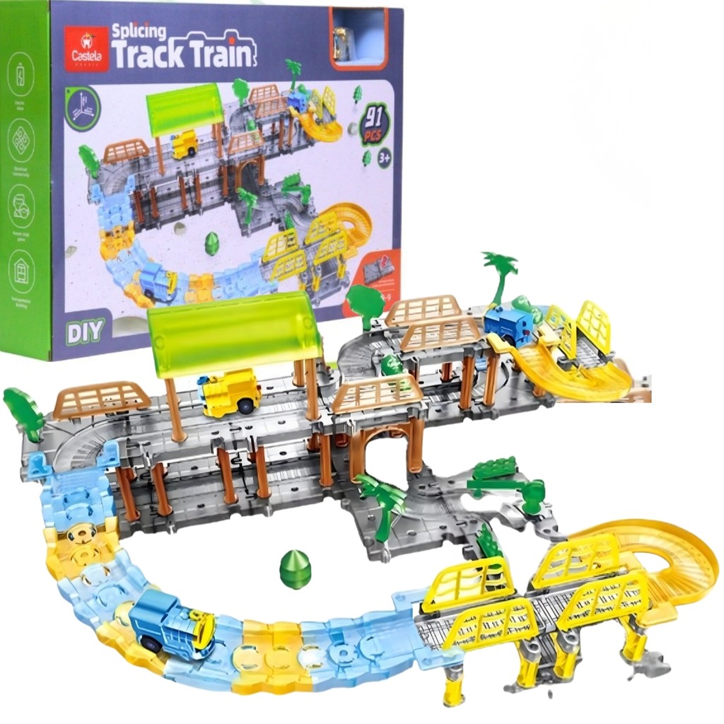 Pista de Trem Elétrico de Corrida Com 91 Peças - Castela em Oferta na Shopee