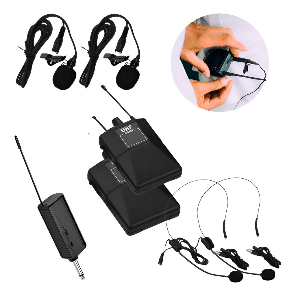 Kit Profissional 2 Microfones Lapela Uhf 50-15khz Sem Fio