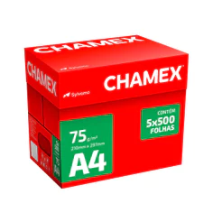 Papel sulfite A4 75g 210x297 5 resmas caixa 2500 folhas Chamex
