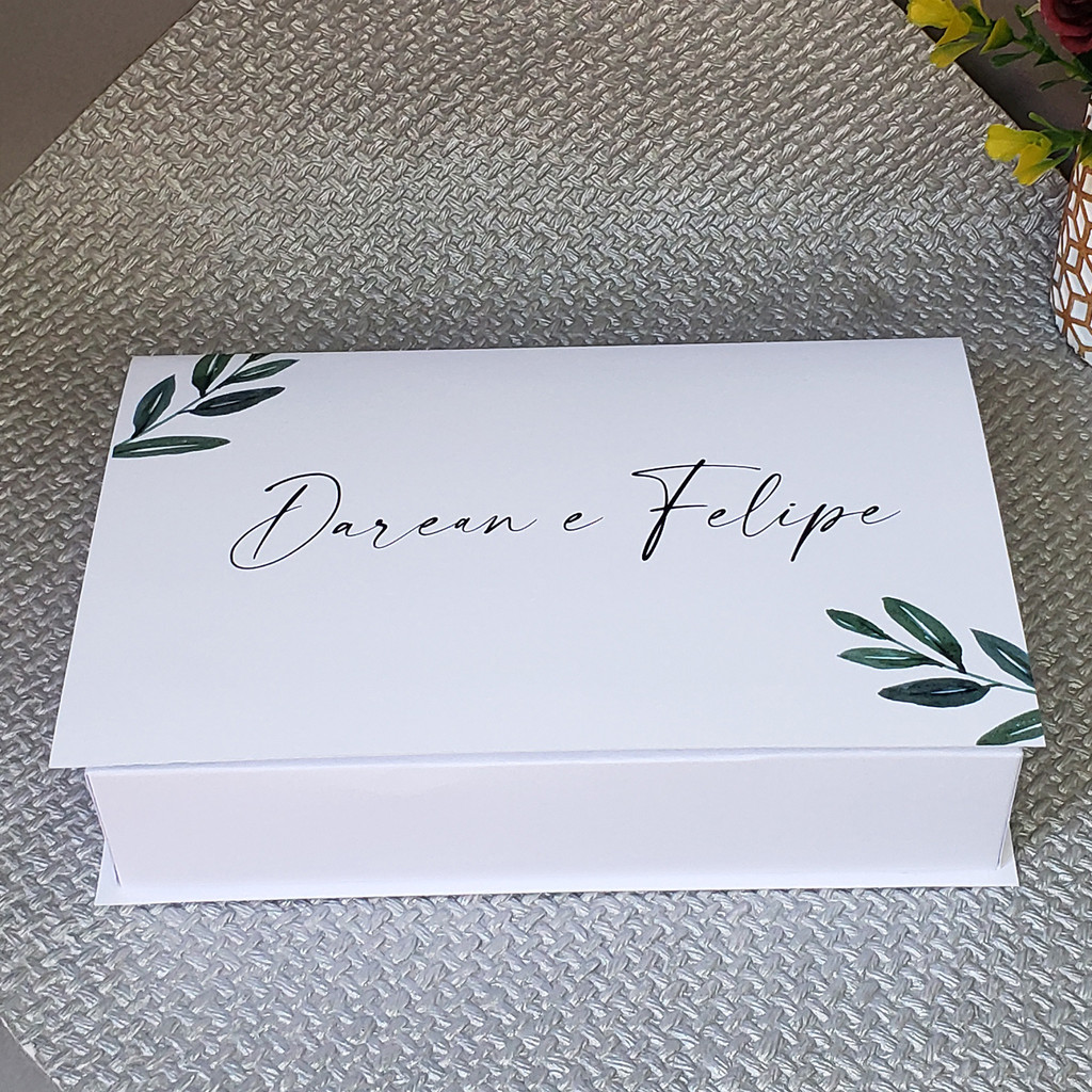 Caixa Convite Padrinhos de Casamento Folhagem Minimalista em Oferta na Shopee