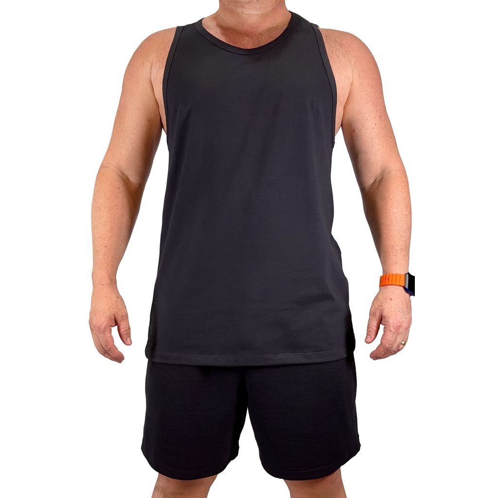 Regata Masculina Alongada 100% Algodão Regata Longline Streetwear Academia em Oferta na Shopee