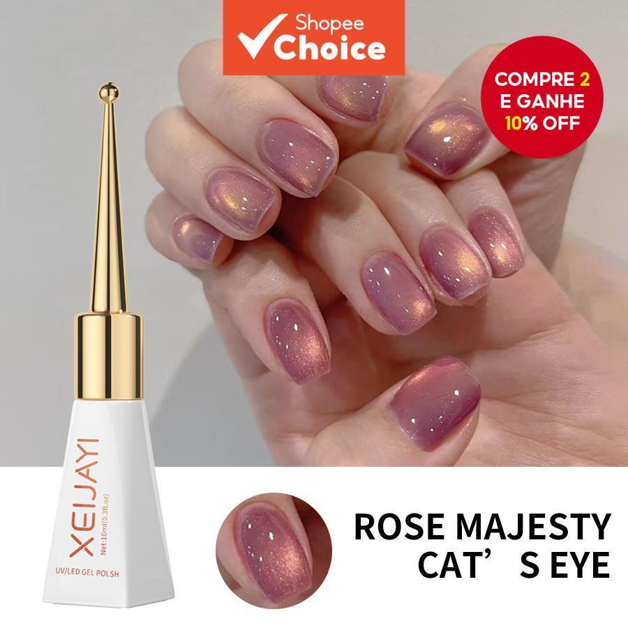Esmalte de Unhas Gel UV 9D Rose Majesty Cat Eye, Verniz Magnético Brilhante, usa Lâmpada UV/LED.