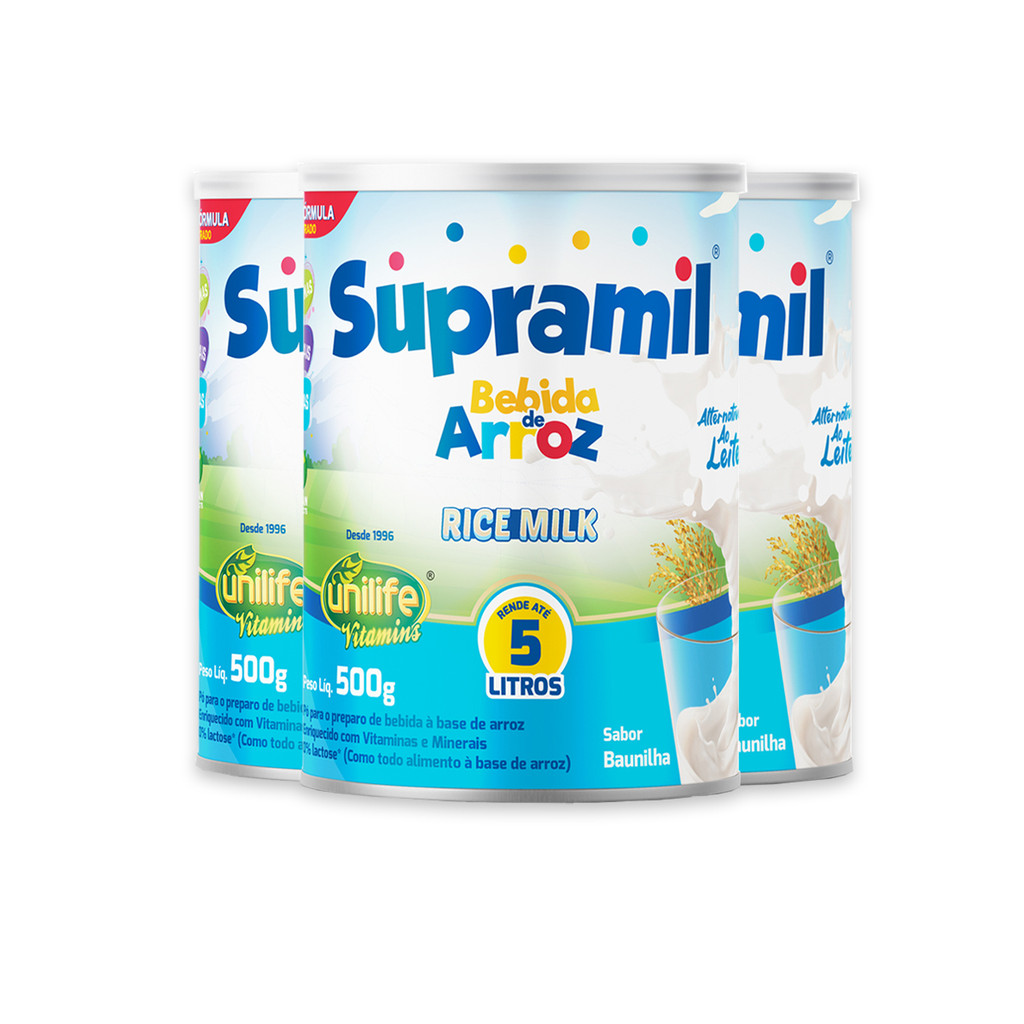 Kit 3 Supramil Bebida Rice Milk Unilife 500g