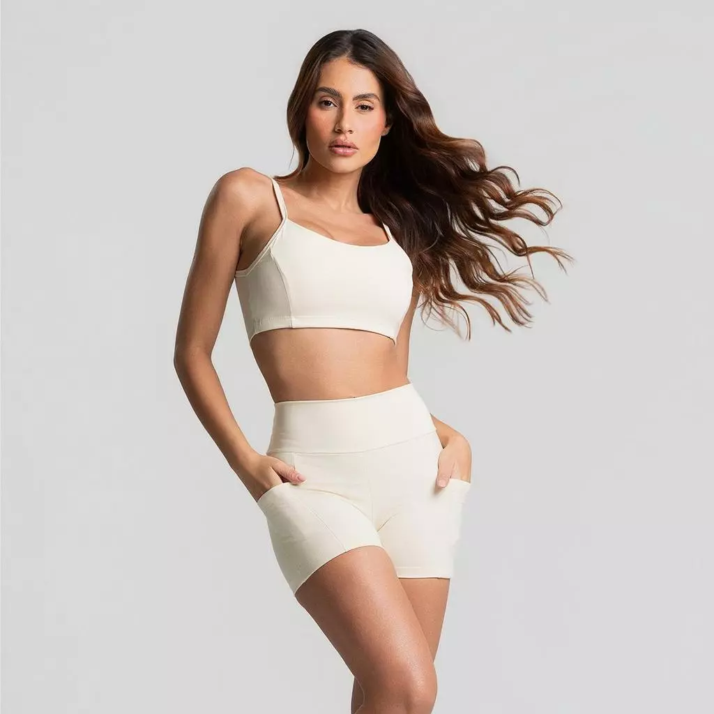 Conjunto Poli Top e Short  com Bolso Fitness para Academia Treino Zero Transparência — imagem 1