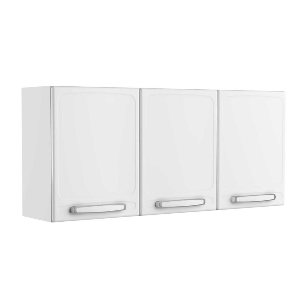 Armário Aéreo Aço Para Cozinha 3 Portas 1 Prateleira Branco