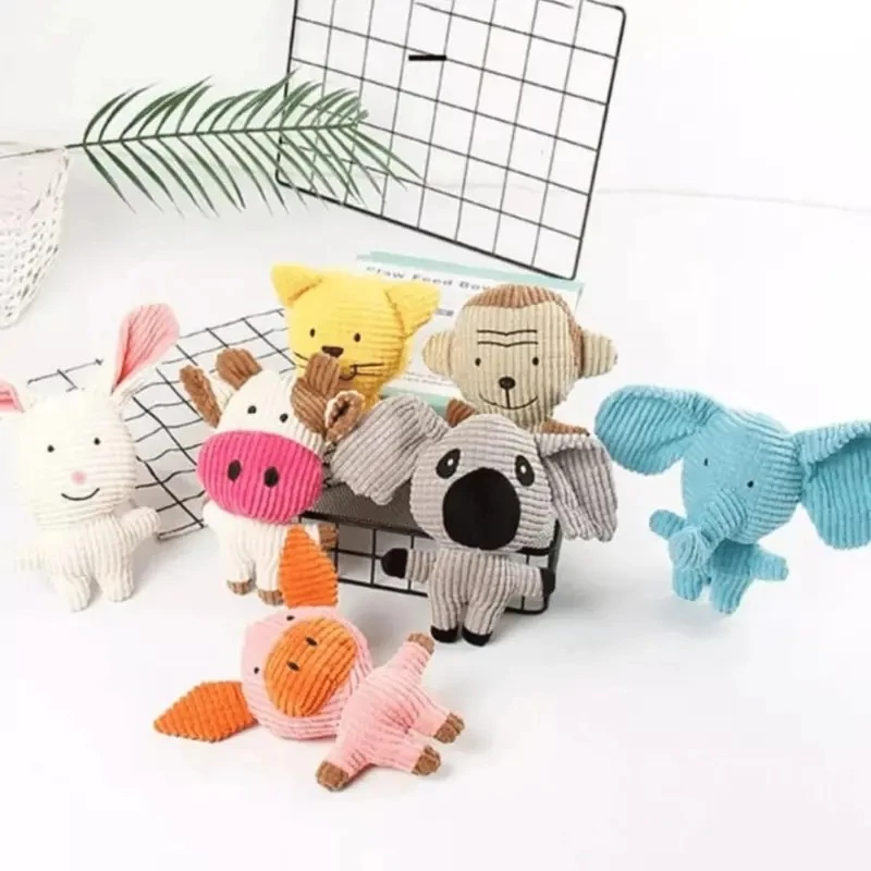 Brinquedo de Pelúcia Pet com Som Mordedor Interativo Diversos Animais Fofos para Cachorro e Gato Alívio do Estresse